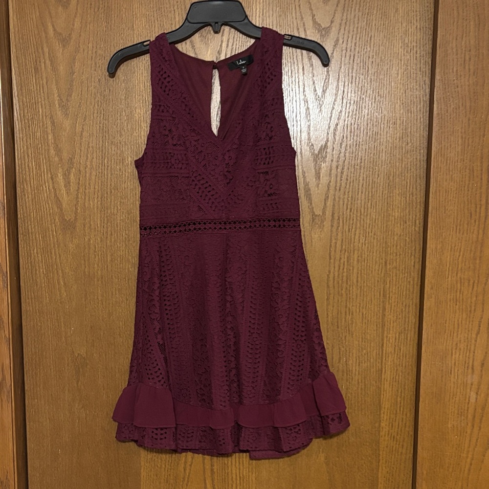 Lulu's Deep Red Lace Kids Dress